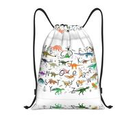 SMAZDFXX Elegante bolsa con cordón con estampado de dinosaurios y alfabetos de aprendizaje, bolsa de yoga, bolsa de gimnasio, mochila deportiva para playa para hombres y mujeres