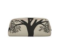 SMAZDFXX Estuche para lápices con diseño de árbol y Bandera Palestina, con Cremallera, de Cuero de Gran Capacidad, portátil, para Maquillaje, para Hombres y Mujeres.