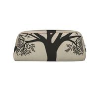 SMAZDFXX Estuche para lápices con diseño de árbol y Bandera Palestina, con Cremallera, de Cuero de Gran Capacidad, portátil, para Maquillaje, para Hombres y Mujeres.