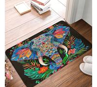 SMAZDFXX Felpudo con diseño de Elefante Tribal Bohemio y Mandala Colorido, Antideslizante, para decoración del hogar, 15,7 x 23,6 Pulgadas
