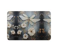 SMAZDFXX Felpudo de Entrada con Estampado de libélula Blanca en Flor, Apto para Interiores y Exteriores, fácil de Limpiar.