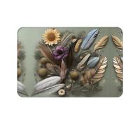 SMAZDFXX Felpudos con Estampado de Flores y Plumas, felpudos para Exterior, adecuados para cocinas, baños, decoración Interior y Exterior.