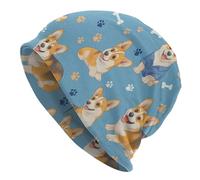 SMAZDFXX Gorro de Punto Unisex con diseño de Perro Corgi y Pata, térmico y Holgado, para Invierno, para Hombre y Mujer
