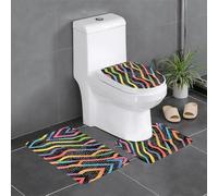 SMAZDFXX Juego de Tres Piezas Antideslizante para baño con diseño de Rayas de Lunares arcoíris, de Secado rápido, Resistente y Duradero.