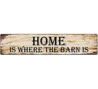 SMAZDFXX Letreros de metal divertidos Home is Where The Barn is para dormitorio, cocina, jardín, pared, club de bebés, café, decoración del hogar, 4 x 16 pulgadas