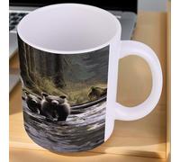 SMAZDFXX Mamá Osa y su Taza de Café de Cerámica Blanca Apta para Lavavajillas y Microondas Regalo Ideal para el Té y el Café Familiar Personalizada