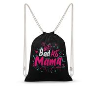 SMAZDFXX Mochila Bad Ass Mama con cordón, bolsa deportiva para gimnasio, bolsa de lona con cordón para hombres y mujeres.