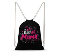 SMAZDFXX Mochila Bad Ass Mama con cordón, bolsa deportiva para gimnasio, bolsa de lona con cordón para hombres y mujeres.