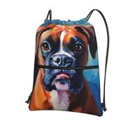 SMAZDFXX Mochila con cordón ajustable, bolsa de cuerdas con diseño de perro boxeador, mochila con cordón para gimnasio, compras, deportes, yoga