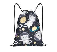 SMAZDFXX Mochila con cordón y diseño de astronauta y gato divertido para hombre y mujer