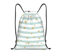 SMAZDFXX Mochila con cordón y rayas blancas y verdes con estrellas doradas, plegable, para deportes, gimnasio, impermeable, ligera, para yoga, 16,5 x 19,6 pulgadas, patrón 1-160
