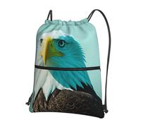 SMAZDFXX Mochila con cremallera y cordón de calidad Brave Eagle, ideal para actividades al aire libre, 39 x 46 cm (largo x alto), color negro, talla única
