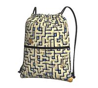 SMAZDFXX Mochila con cremallera y cordón de calidad con imagen de mapa del tesoro del laberinto. Ideal para actividades al aire libre. 15,3 x 18 pulgadas (largo x alto), color negro, talla única.