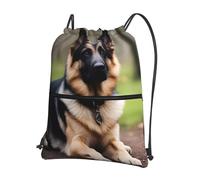 SMAZDFXX Mochila con cremallera y cordón de calidad con imagen de perro pastor de arce. Ideal para actividades al aire libre. 15,3 x 18 pulgadas (largo x alto), color negro, talla única.