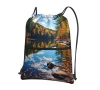 SMAZDFXX Mochila con cremallera y cordón de calidad fotográfica de Lakes of New Hampshire. Ideal para actividades al aire libre. 15,3 x 18 pulgadas (largo x alto), color negro, talla única.