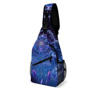 SMAZDFXX Mochila de moda para el pecho, bolso de hombro unisex para viajes diarios, bandolera pequeña con diseño de atrapasueños y cuervo.