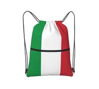 SMAZDFXX Mochila deportiva con cremallera y cordón con estampado de bandera italiana y bolsillo utilitario para gimnasio, yoga y viajes