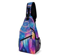 SMAZDFXX Mochila pequeña para hombre, bandolera, bolso de pecho moderno para viajes y senderismo, diseño de atrapasueños con galaxia azul y púrpura.