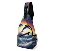 SMAZDFXX Mochila pequeña para hombre, bandolera, bolso de pecho moderno para viajes y senderismo, diseño de delfines universales fantásticos.