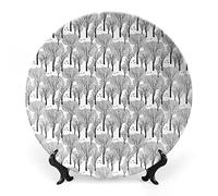 SMAZDFXX Plato decorativo de cerámica de gres invernal con paisaje de río nevado, árboles áridos y escarchados, Países Bajos, Europa, para mesa de comedor, recepción de boda y decoración navideña.