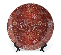 SMAZDFXX Plato decorativo de cerámica de gres invernal con paisaje de río nevado, árboles áridos y escarchados, Países Bajos, Europa, para mesa de comedor, recepción de boda y decoración navideña.