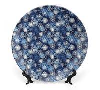 SMAZDFXX Plato decorativo de cerámica de gres invernal con paisaje de río nevado, árboles áridos y escarchados, Países Bajos, Europa, para mesa de comedor, recepción de boda y decoración navideña.