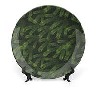 SMAZDFXX Plato decorativo de cerámica de gres invernal con paisaje de río nevado, árboles áridos y escarchados, Países Bajos, Europa, para mesa de comedor, recepción de boda y decoración navideña.