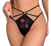 SMAZDFXX Tangas sexys con símbolos de Cartas de póker para Mujer, Ropa Interior cómoda y elástica, Bragas Elegantes.