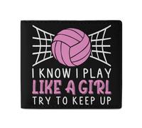 SMAZDFXX Voleibol Sé Que Juego como una Chica Trata de mantenerme al día Cartera para Mujeres y Hombres de Cuero PU Tarjetero para Tarjetas de crédito e identificación Organizador