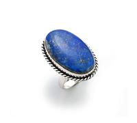 SMB Arts Crystal Products - Juego de anillos con certificación natural para mujer, anillos apilables de nudillos vintage ovalados, Cristal Cristal lapislázuli, Lapislázuli