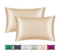 Smbeope Juego de 2 fundas de almohada 100 % seda de morera, para cabello y piel, cremallera oculta, funda de almohada de seda natural de 22 mommes en ambos lados, suave, transpirable y lisa (tamaño