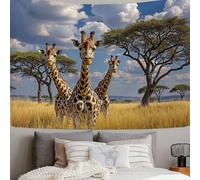 SMBHIAON Árboles Jirafas- Tapiz - 230L X 150An Cm - Gran Tapiz - Adorno De Póster - Decoración - Papel Pintado - Animales La Sabana Africana - Accesorio Divisor De Habitaciones