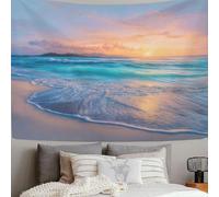 SMBHIAON Arena Mar- Tapiz - 150L X 150An Cm - Gran Tapiz - Adorno De Póster - Decoración - Papel Pintado - Atardecer En La Playa - Accesorio Divisor De Habitaciones