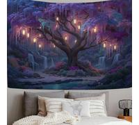 SMBHIAON Cascada Árboles Antiguos- Tapiz - 150L X 100An Cm - Gran Tapiz - Adorno De Póster - Decoración - Papel Pintado - Bosque De Cuento De Hadas - Accesorio Divisor De Habitaciones