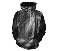 SMBHIAON Hombre Sudadera con Capucha Casual 3D Escena De Bosque Soleado Hoodie Paisaje Forestal Pullover Moda con Manga Larga Y Bolsillo