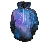 SMBHIAON Hombre Sudadera con Capucha Casual 3D Escena De Nebulosa Cósmica Hoodie Diseño De Tema Celestial Pullover Moda con Manga Larga Y Bolsillo