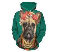 SMBHIAON Hombre Sudadera con Capucha Casual 3D Lindo Bulldog Francés Hoodie Estilo De Retrato De Animal Pullover Moda con Manga Larga Y Bolsillo