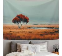 SMBHIAON Lone Tree Pradera Montañas Distantes- Tapiz - 200L X 150An Cm - Gran Tapiz - Adorno De Póster - Decoración - Papel Pintado - Paisaje Natural Minimalista - Accesorio Divisor De Habitaciones