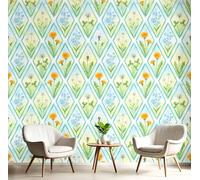 SMBHIAON Papel Pintado Panorámico De Pared, Campo Natural, Flores Margarita Diente León, Póster Gigante De Pared Personalizado 3D Para Salón O Dormitorio, 450 × 315 Cm,Verde Menta