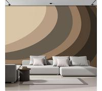 SMBHIAON Papel Pintado Panorámico De Pared, Diseño Abstracto Simple, Patrones De Arcos Concéntricos, Póster Gigante De Pared Personalizado 3D Para Salón O Dormitorio, 450 × 315 Cm,Marrón