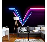 SMBHIAON Papel Pintado Panorámico De Pared, Estilo Neón, Diseño De La Letra V, Póster Gigante De Pared Personalizado 3D Para Salón O Dormitorio, 450 × 315 Cm,Rosa