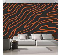 SMBHIAON Papel Pintado Rayas De Cebra Fotomurales Pintura De Patrones De Líneas Abstractas Tapiz Fotográfico Decorativos Papel Para Pared Salón Pasillo Dormitorio Comedor,150 × 105 Cm, Naranja