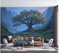 SMBHIAON Papel Tapiz Fotográfico 300 × 210 Cm Árboles Majestuosos Del Valle | Decoración De Pared Sala Cuarto | Paisaje Natural | Azul-Verde
