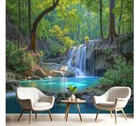 SMBHIAON Papel Tapiz Fotográfico 3D Cascadas En La Selva Tropical,Exuberante Vegetación Verde Papeles Dormitorio,Decoración Del Hogar Tv Fondo Carteles Pegatina Grande Diseño Paredes,450 × 315 cm