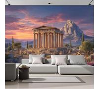 SMBHIAON Papel Tapiz Fotográfico 450 × 315 Cm Ruinas De Un Templo Griego | Decoración De Pared Sala Cuarto | Paisaje Natural Al Atardecer | Rosa