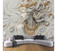 SMBHIAON Papel Tapiz Fotográfico Diosa Griega Noble 300 × 210 Cm Fondo De Pantalla Xxl, Estilo De Escultura Clásica Decoración De Pared Sala Cuarto Oficina Salón, Oro