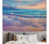 SMBHIAON Playa Olas- Tapiz - 150L X 150An Cm - Gran Tapiz - Adorno De Póster - Decoración - Papel Pintado - Atardecer - Accesorio Divisor De Habitaciones