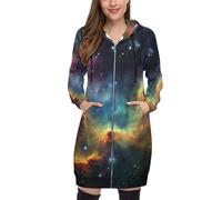 SMBHIAON Sudadera Mujer con Capucha Y Cremallera Larga - Hoodie con Escena del Cielo Estrellado Estampado Y Bolsillos,Nebulosa Cósmica Chaqueta con Capucha para Otoño E Invierno,Tallas S-5Xl