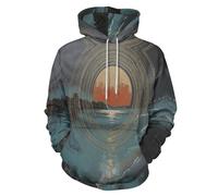 SMBHIAON Sudaderas con Capucha 3D Escena Abstracta De Río Al Anochecer Estilo Artístico Hombre Mujer Hoodies con Bolsillos, Pareja Invierno Manga Larga Pullover Deportes Sweatshirt