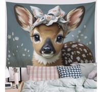 SMBHIAON Tapizo Ilustración Pintura Al Óleo Tapiz De Pared Papel Higiénico Con Estampado Ciervos Tapiz Interior Decoración De La Pared Del Dormitorio Marrón 150L X 150An Cm